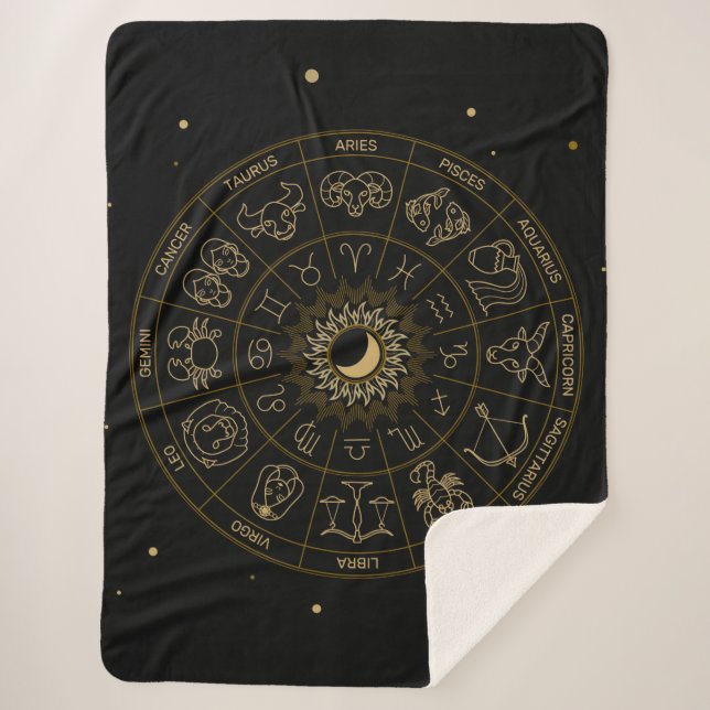 Manta Sherpa Rueda de símbolo zodiaco (Anverso)