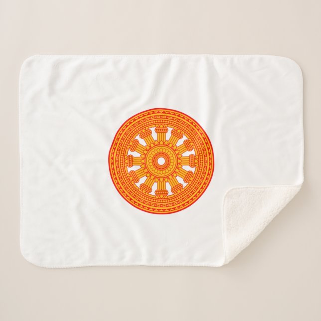 Manta Sherpa Rueda roja de Dharma (arte budista) (Anverso (horizontal))