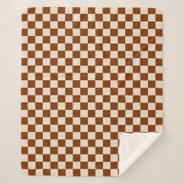 Manta Sherpa Rust brown and beige checkerboard pattern