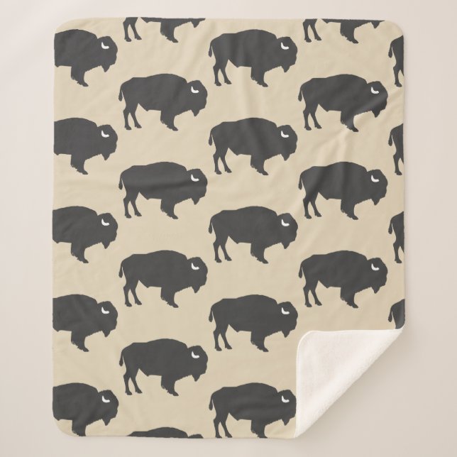 Manta Sherpa Rustic Grey Buffalo Bison (Anverso)
