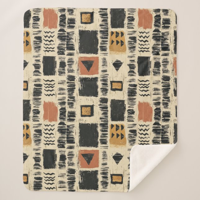 Manta Sherpa Rustic Mudcloth Geometric Pattern (3) (Anverso)