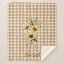 Rustic Sunflowers Brown Gingham Personalizada