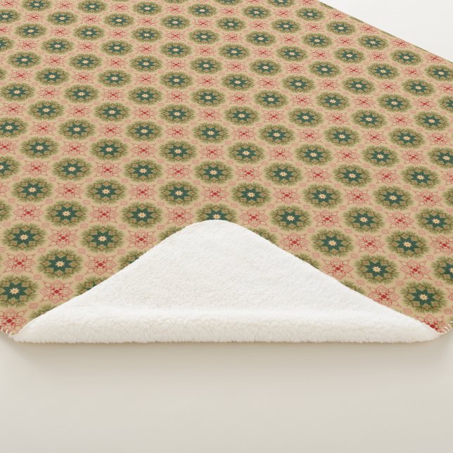 Manta Sherpa Rustic Vintage Green Red Holiday  (3/4)