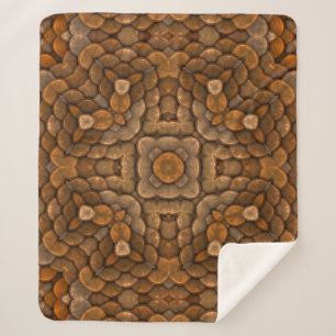 Manta Sherpa Rústica escala marrón vintage fractal Kaleidoscope
