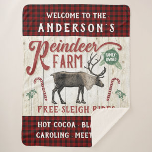 Manta Sherpa Rústica granja de renos nombre personalizado de g