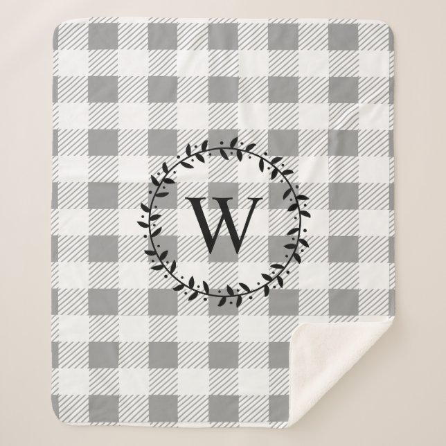 Manta Sherpa Rústica granja White Plaid Black Wreath (Anverso)