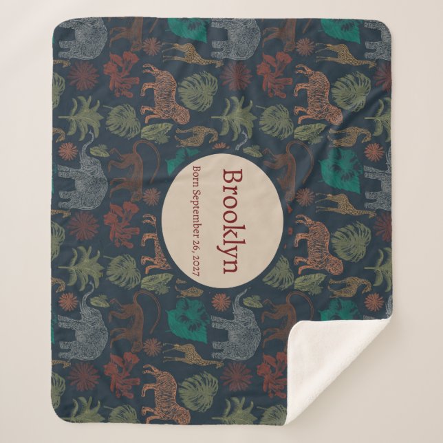 Manta Sherpa Safari de selva veneciana personalizada (Anverso)