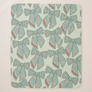 Manta Sherpa Sage Green Bows