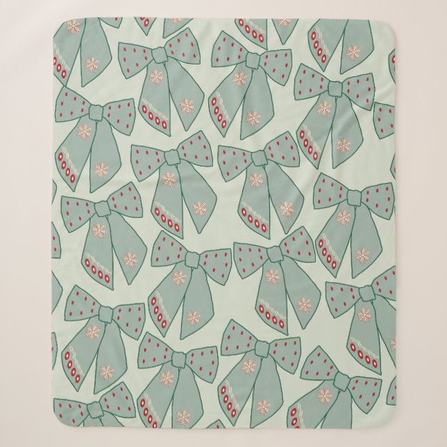 Manta Sherpa Sage Green Bows (Anverso)