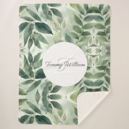 Manta Sherpa Sage Green Flora Elegante