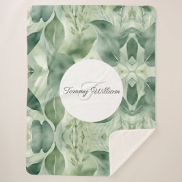 Manta Sherpa Sage Green Flora Elegante