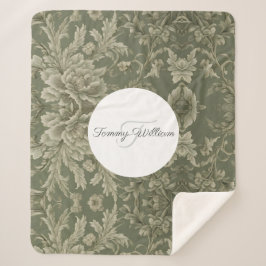 Manta Sherpa Sage Green Flora Elegante Sherpa Blanket