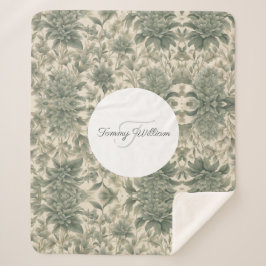 Manta Sherpa Sage Green Floral Elegante