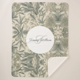 Manta Sherpa Sage Green Floral Elegante