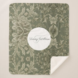 Manta Sherpa Sage Green Floral Elegante