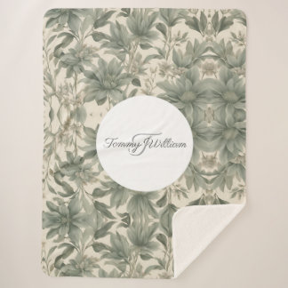 Manta Sherpa Sage Green Floral Elegante