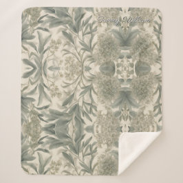 Manta Sherpa Sage Green Floral Elegante