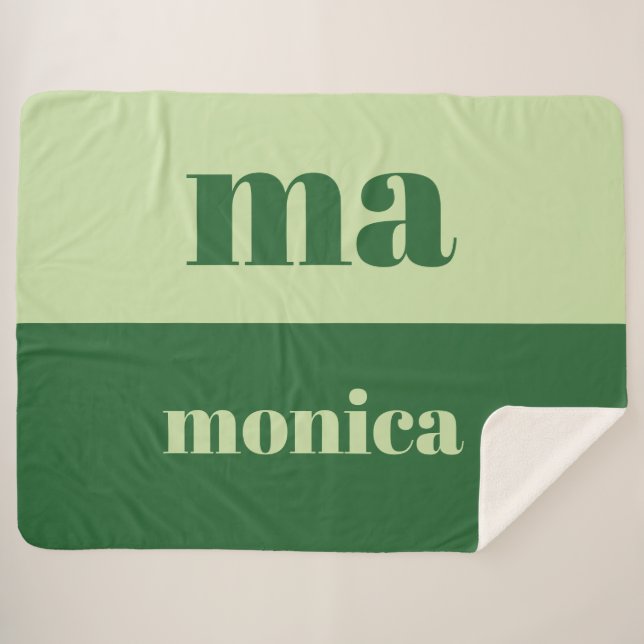 Manta Sherpa Sage green script monogram initial  (Anverso (horizontal))