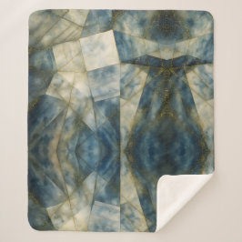 Manta Sherpa Sage Olive Green Gold Geométrico Resumen Natural