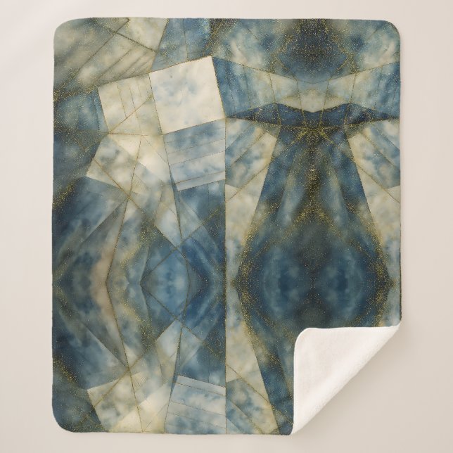 Manta Sherpa Sage Olive Green Gold Geométrico Resumen Natural (Anverso)