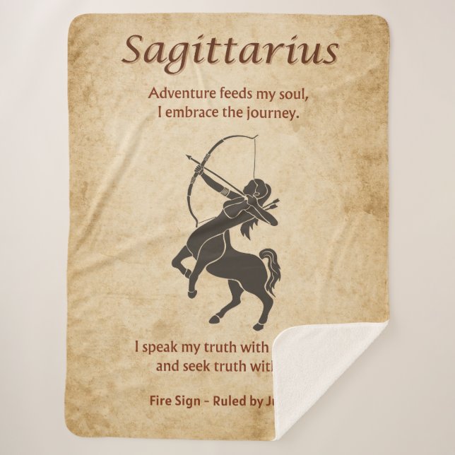 Manta Sherpa Sagittarius Zodiac Sign with Affirmations (Anverso)