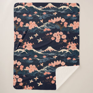 Manta Sherpa Sakura Flor de Cerezo de Inspiración Japonesa 