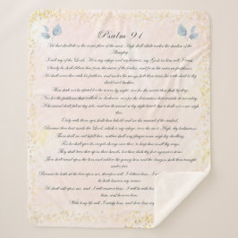 Manta Sherpa Salmo 91, Scripture & Eucalyptus Leaves, Rubor