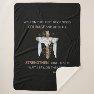Manta Sherpa Salmo Biblia Verse Scripture 27:14 KJV