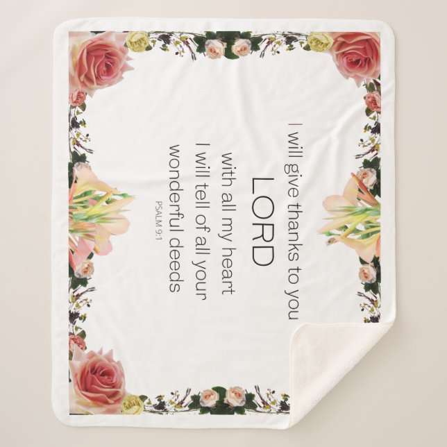 Manta Sherpa Salmo de la Escritura 9, Floral (Anverso)