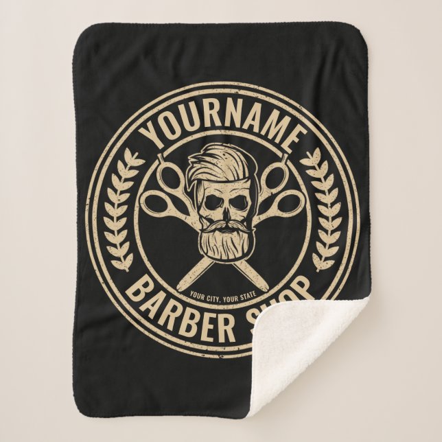 Manta Sherpa Salón del cráneo de la peluquería personalizada Ro (Anverso)