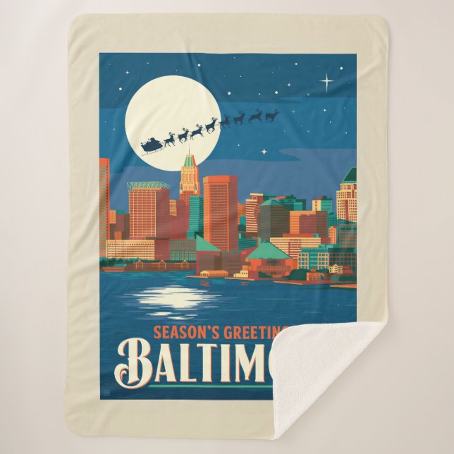 Manta Sherpa Saludos de temporada de Baltimore (Anverso)