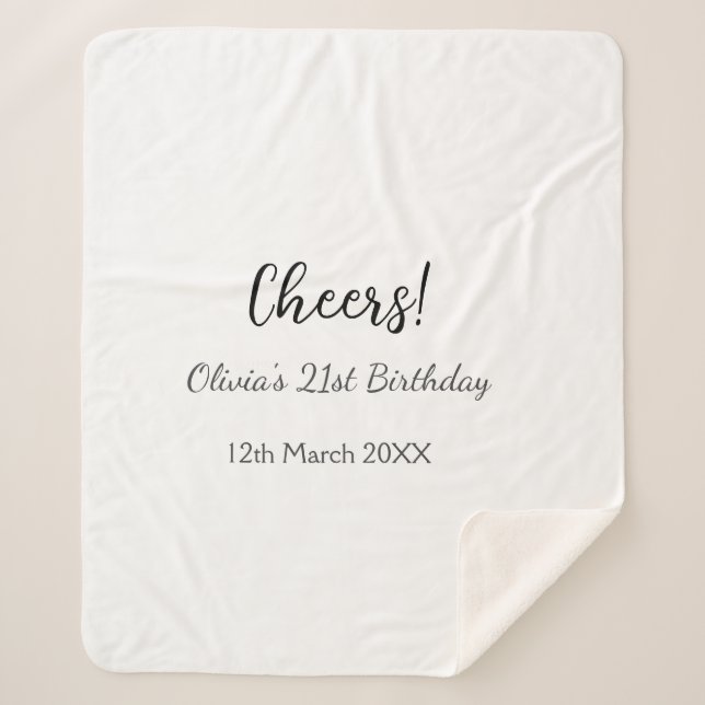Manta Sherpa Saludos fecha de cumpleaños 21 agregar nombre simp (Anverso)