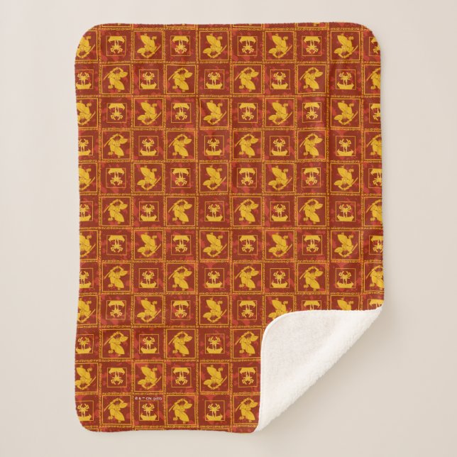 Manta Sherpa Samurai Jack y Aku Golden Silhouette Tile Pattern (Anverso)