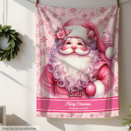 Manta Sherpa Santa Blanket de Pinkmas personalizada para niñita