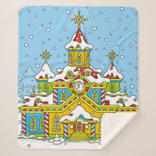 Manta Sherpa Santa Claus casa, claus, casa, invierno, escarcha,