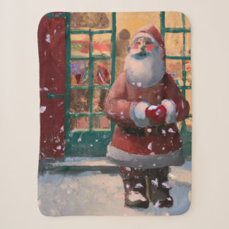 Manta Sherpa Santa Claus frente a la tienda de juguetes AI Art