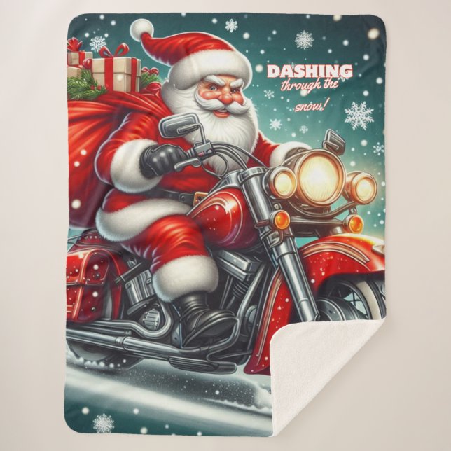 Manta Sherpa Santa en motocicleta (Anverso)