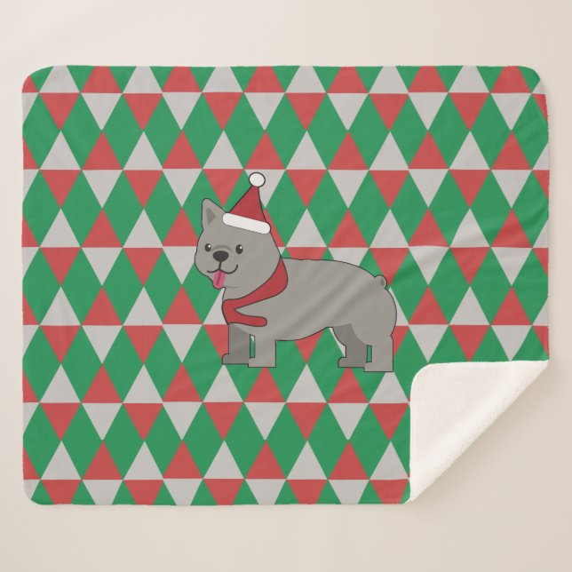 Manta Sherpa Santa PawsHoliday Diamonds Dog (Anverso (horizontal))