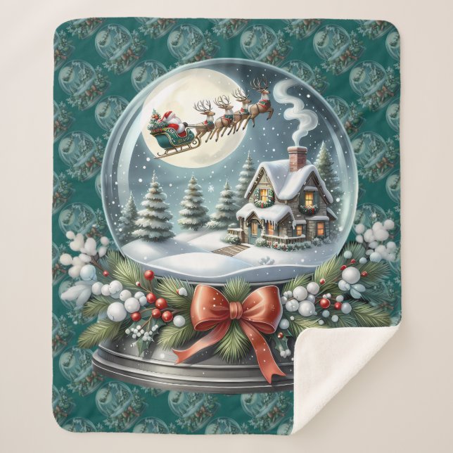 Manta Sherpa Santa Sleigh Ride in Snow Globe Wonderland (Anverso)