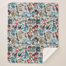 Manta Sherpa Saudade // motivos populares de Portugal