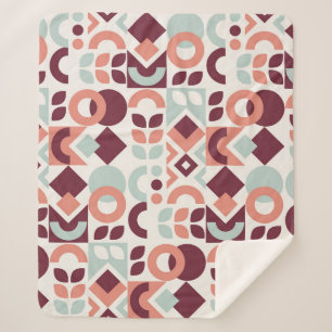 Manta Sherpa Scandinavian pattern design. Simple modern retro b