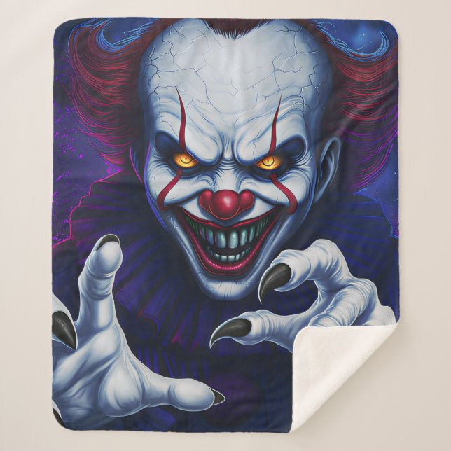 Manta Sherpa Scary Clown Sherpa Blanket (Anverso)