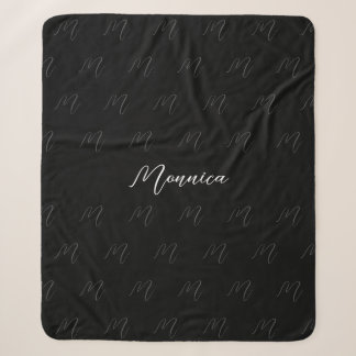Manta Sherpa Script Elegante Negro Personalizado