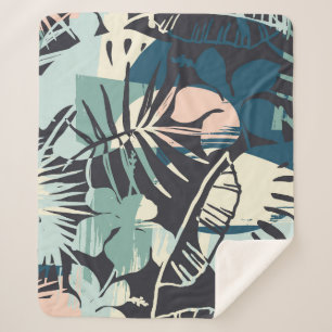 Manta Sherpa Seamless exotic pattern with tropical plants and a