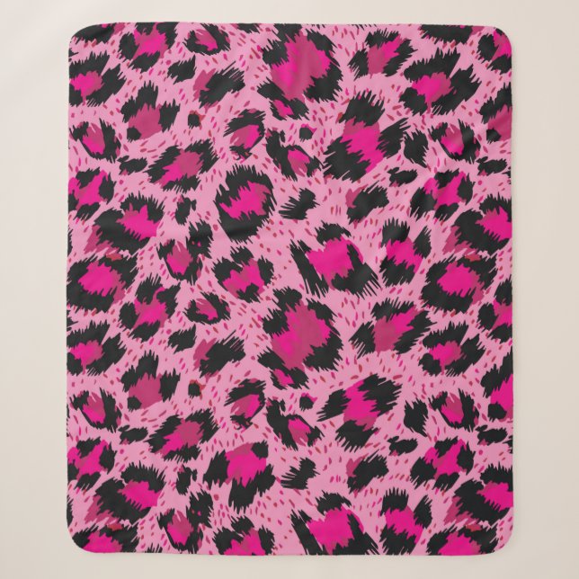 Manta Sherpa Seamless luxury pink leopard pattern. (Anverso)