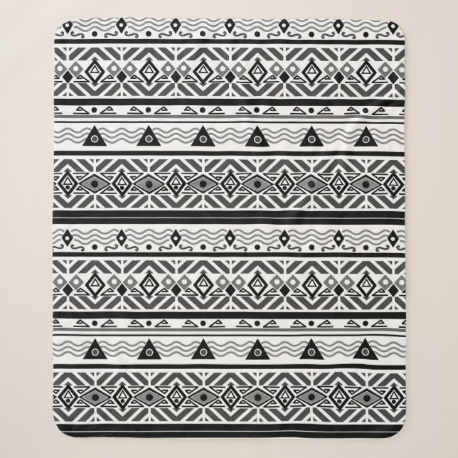 Manta Sherpa Seamless monochrome folk ethno pattern background (Anverso)