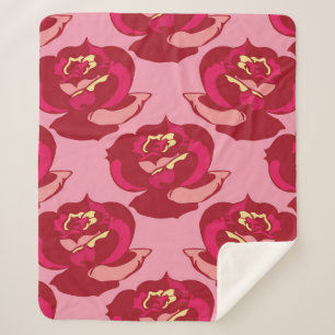 Manta Sherpa Seamless pattern gold burgundy roses vintage beaut