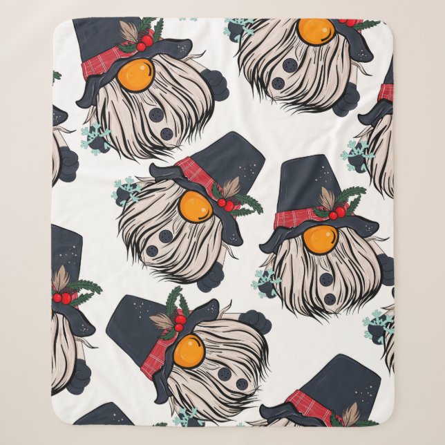 Manta Sherpa Seamless pattern illustration of a gnome with a be (Anverso)