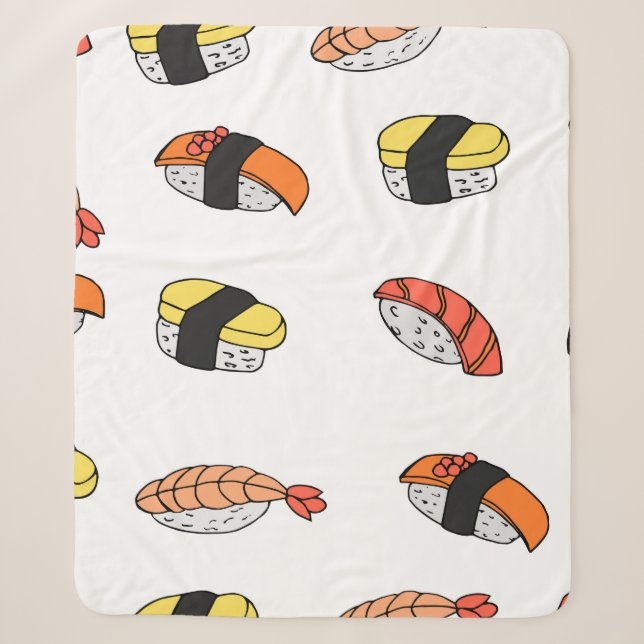 Manta Sherpa seamless pattern of Sushi (Anverso)
