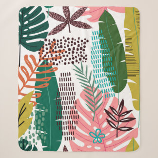 Manta Sherpa Seamless pattern tropical background with Monstera